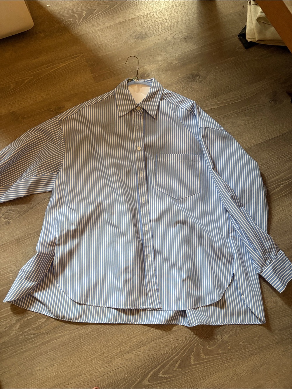 Blue and White Stripe Button-Down Shirt